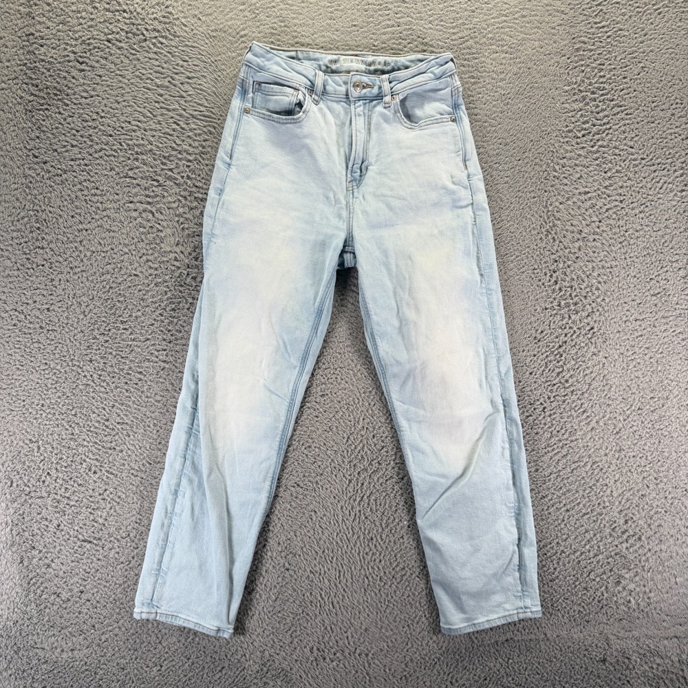 American Eagle Outfitters Jeans Womens 4 Blue Cotton Denim Mom Straight Stretch